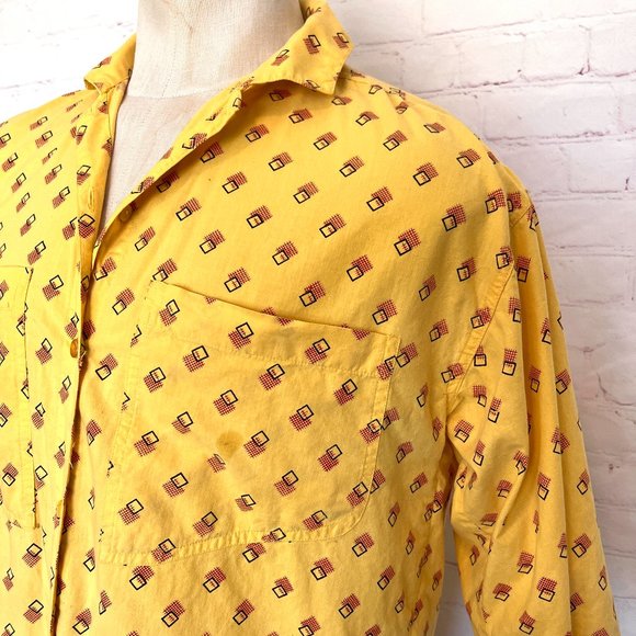 70's Retro Short Sleeve Shirt - Geometric Print - Size Large - Picture 3 of 9